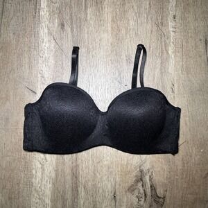 Laura Ashley Black Lace Underwire Bra 34C Molded Cup Everyday Lingerie 7749-49